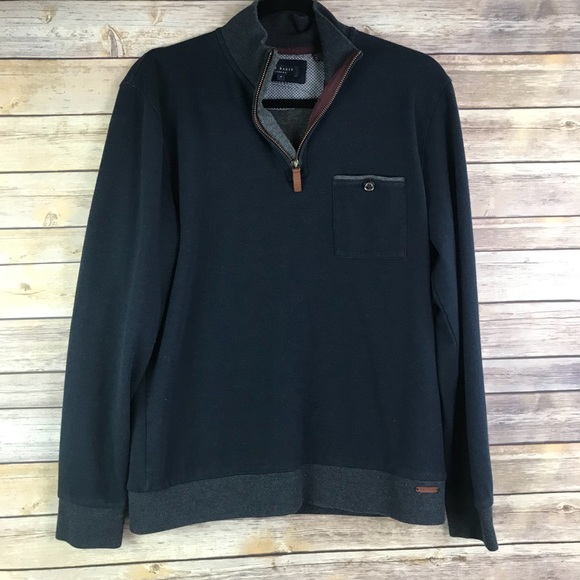 Ted Baker Navy Blue Zip Front Pullover Sweater Ted Baker Navy Blue Zip Front Pullover Sweater